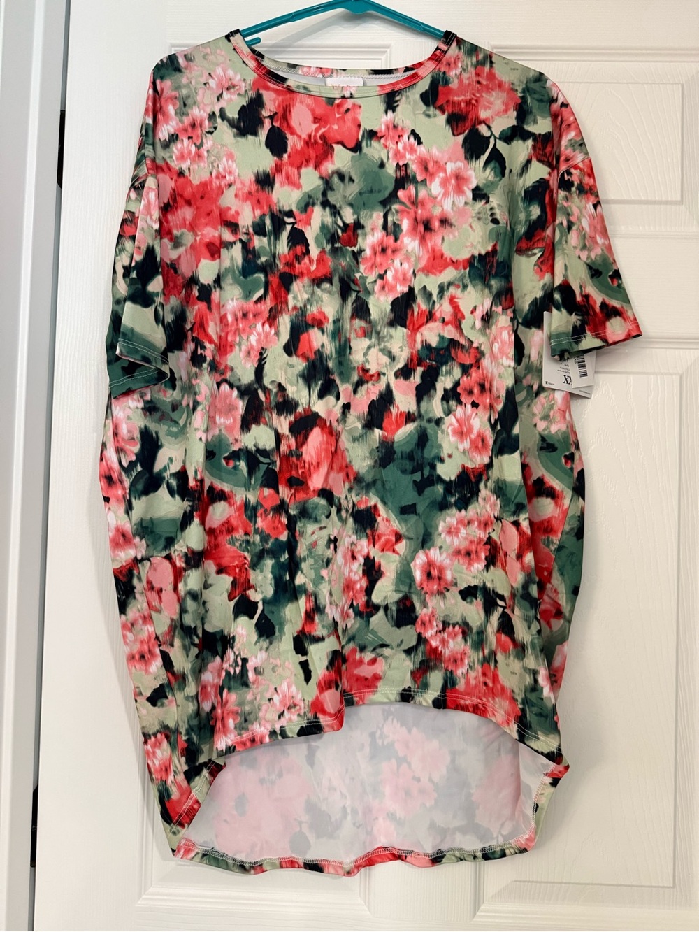 Lularoe Irma Floral High-Low Tunic- Pink & Green